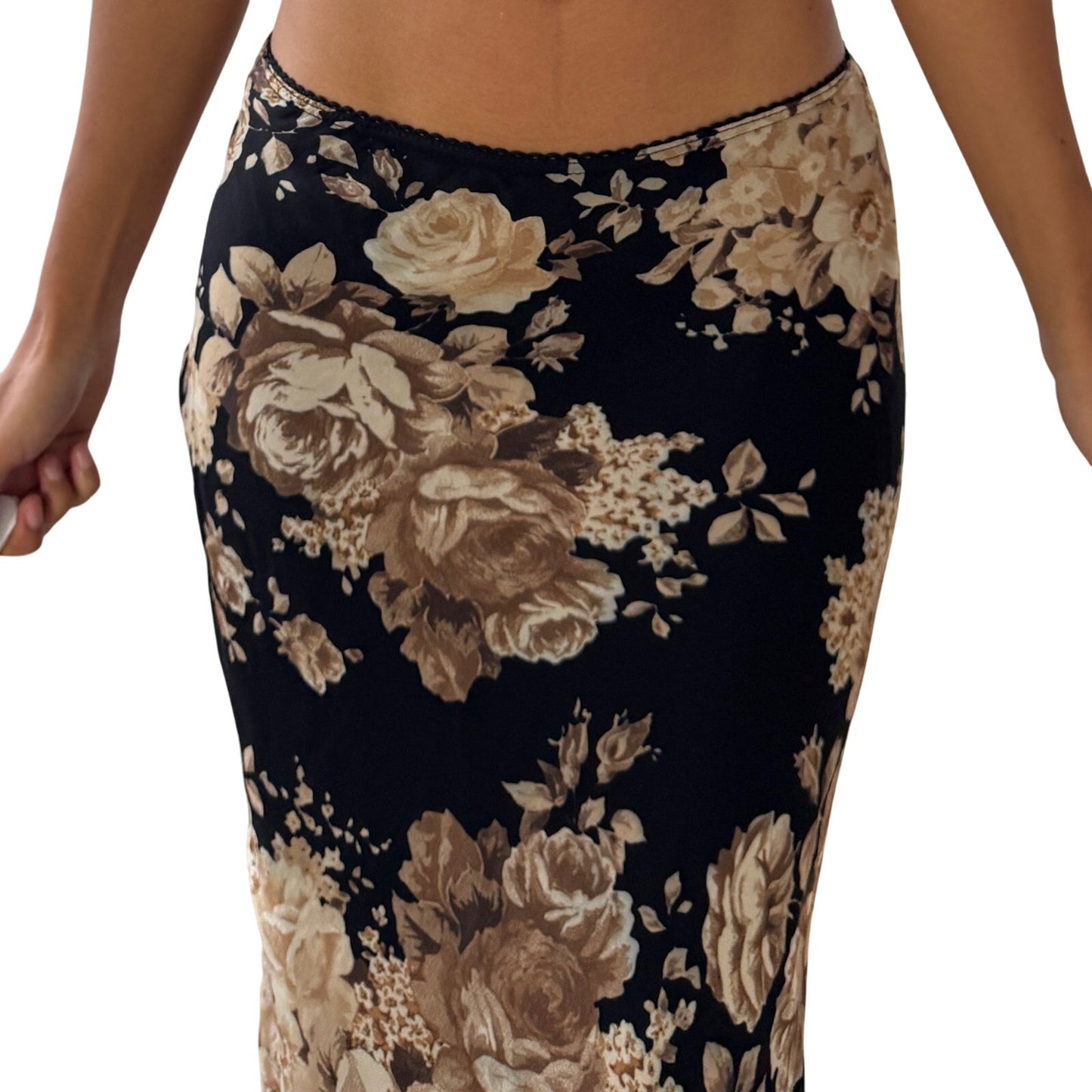 Euro Vintage Mesh Floral Maxi Skirt (Small)