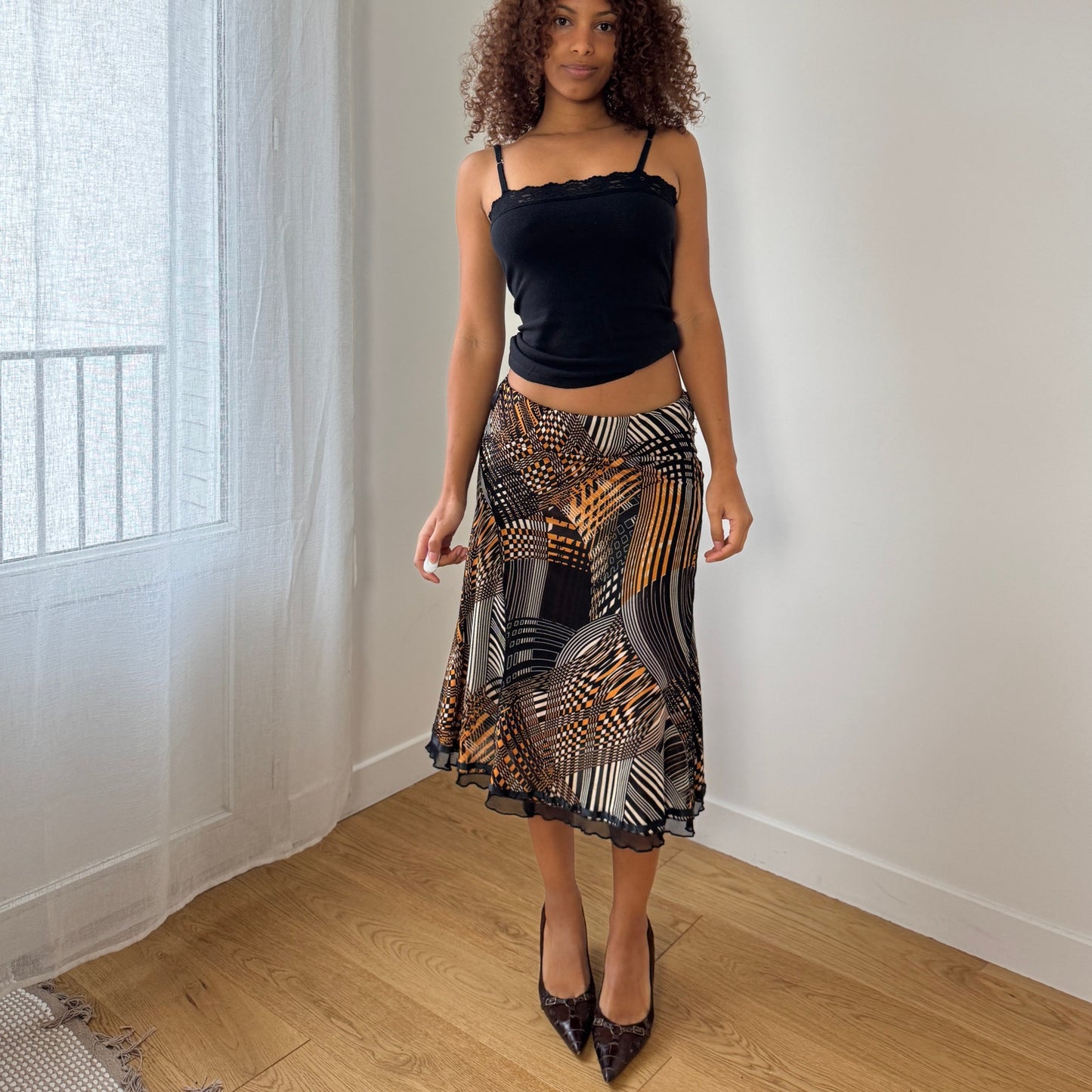 Vintage abstract midi skirt (Small)