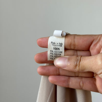 Vintage Italian Beige Sheer Mesh Ruffle Long Sleeve Top (Medium)