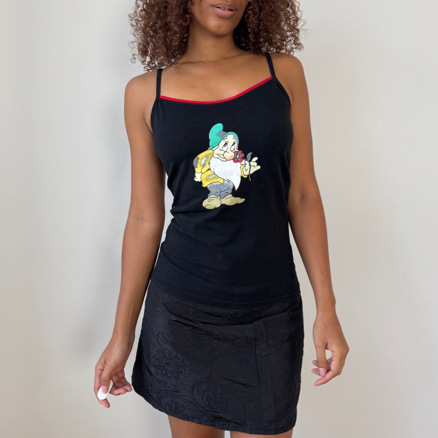 Vintage Disney Snow White Grumpy black and red trim fitted baby tank (Medium)