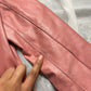Vintage 90s Light pink leather jacket faux fur trim (XS) Made in Italy Barbie Ballet