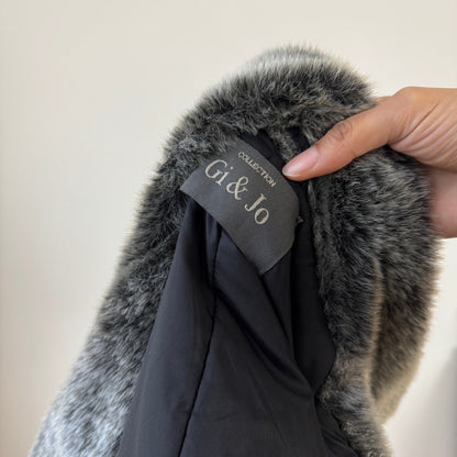 Vintage Black Nylon Fur Collar Jacket