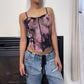 00s abstract floral lace corset bustier top (XS/S)