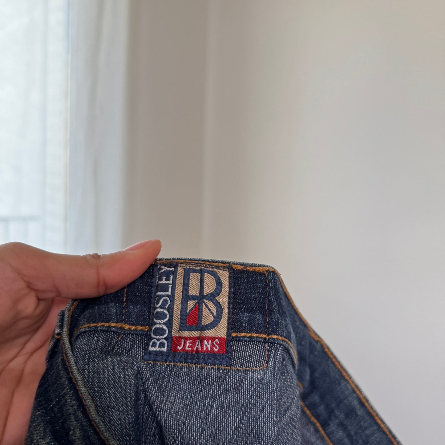 Vintage Blue Denim Low Rise Flared Jeans Y2K Euro Cotton (S)