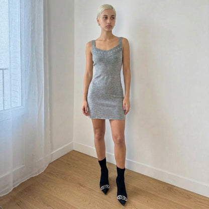 Vintage Italian Mohair Wool Knit Dress & Cropped Cardigan Set (S)