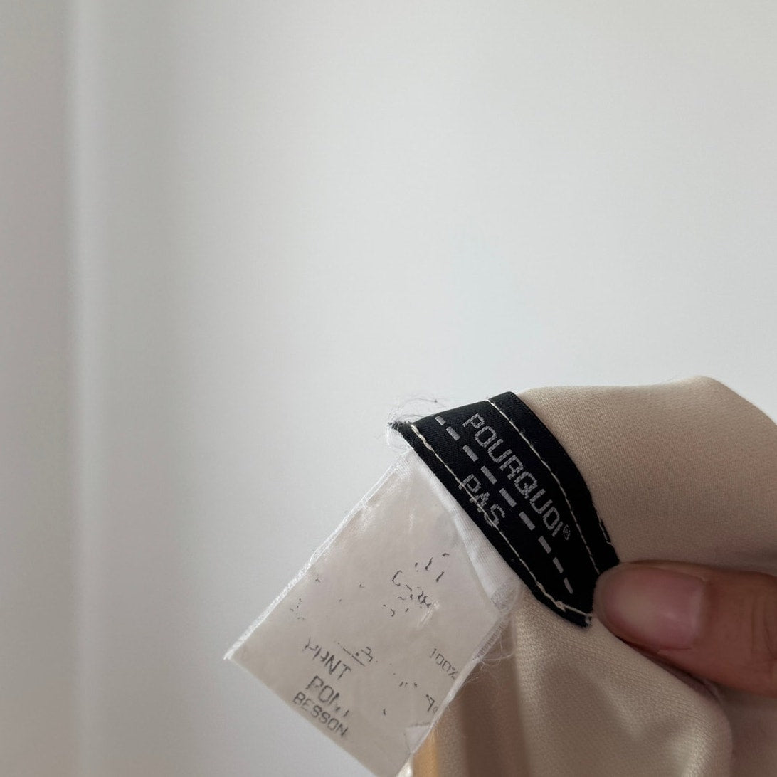 Vintage Cream Straight Leg Trousers Button Detail Y2K French (S)