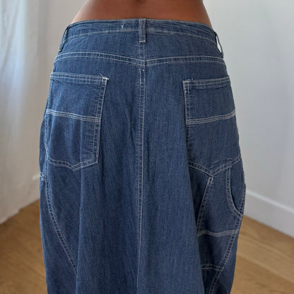 Vintage Blue Denim Maxi Skirt Made in Italy Y2K Cotton (S)