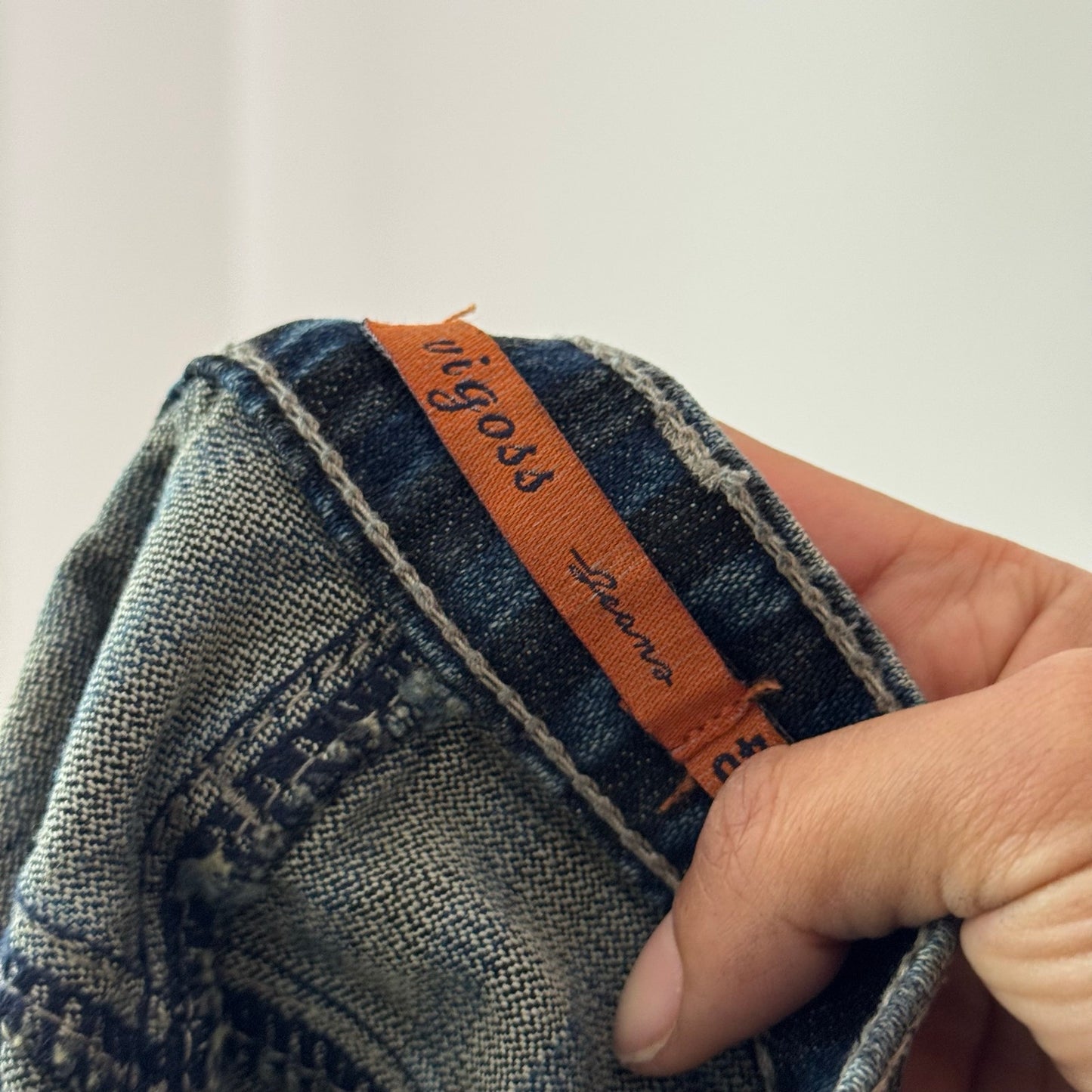 Vintage Blue Striped Low Rise Flare Jeans Euro Y2K (S)