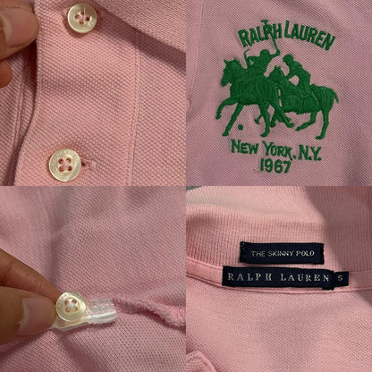 Vintage 00s Ralph Lauren NY Baby Pink Polo Shirt (XS/S) preppy cute