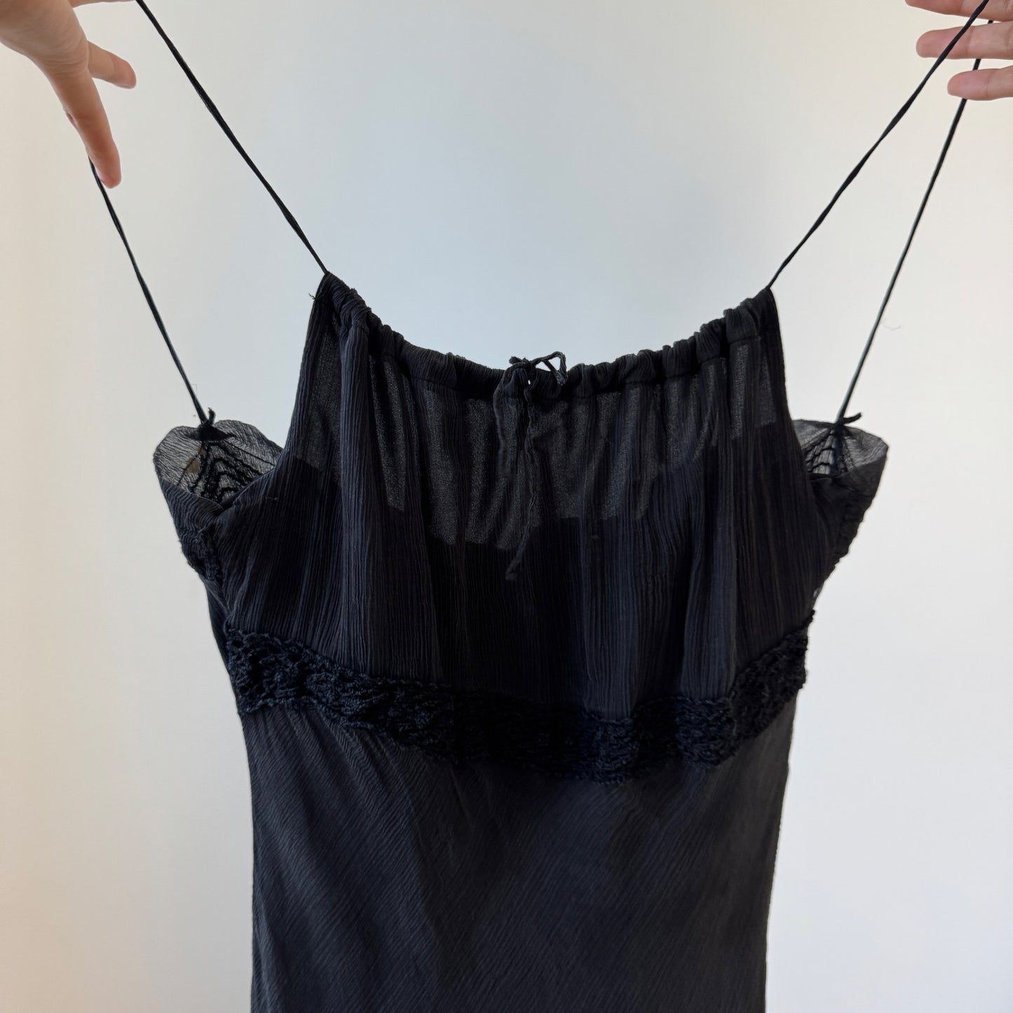 Italian Vintage 100% Silk Tiered Spaghetti-Strap Dress (S)