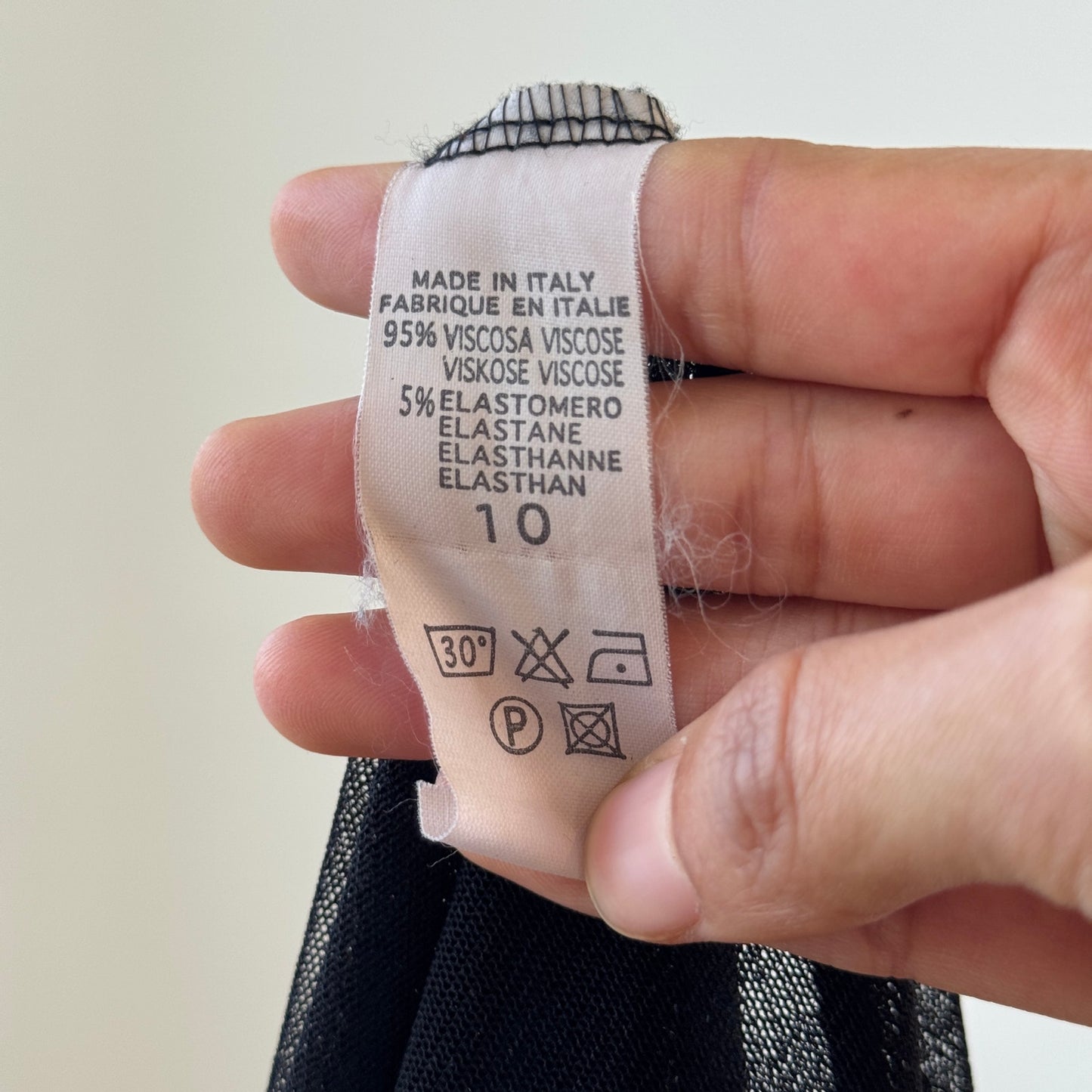 Vintage Italian sheer mesh ruffle blouse with black sequins (M/L)