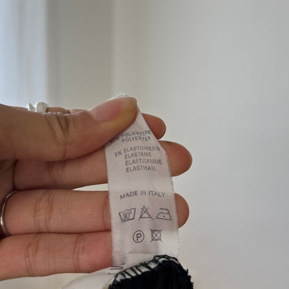 Vintage Italian Black Floral Mesh Mini Skirt Ribbon Tie Detail (S)