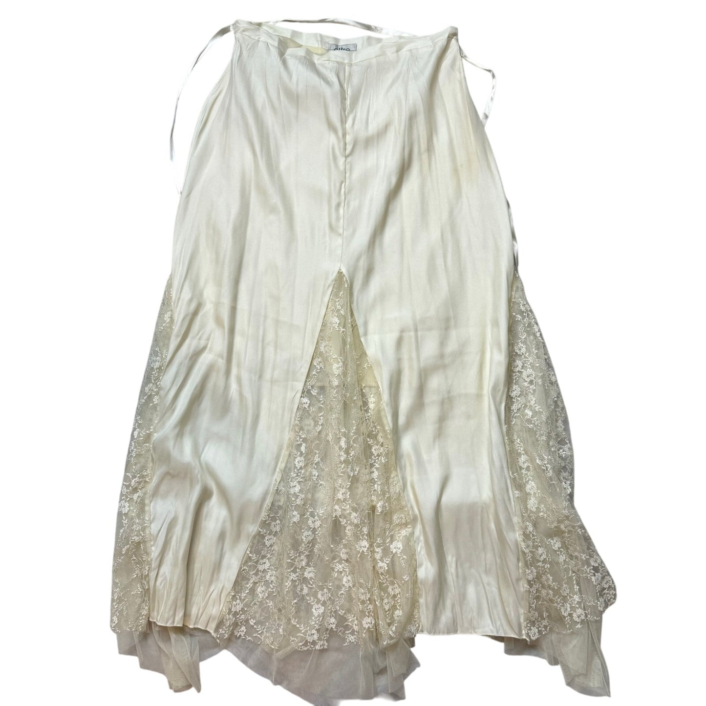 Vintage Ivory Satin Maxi skirt (S)