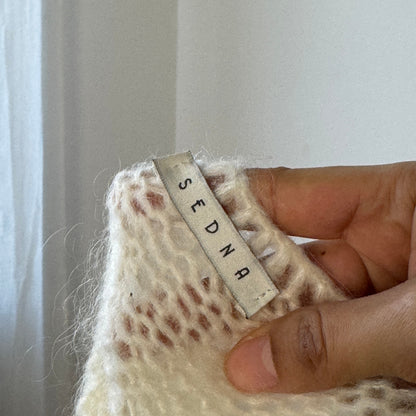 Vintage Ivory Mohair Blend Knit Cardigan Italian Minimal Y2K (M/L)