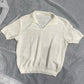 Made in Italy - 90s White Knit Polo Top Vintage (XS-M) Preppy Minimalist