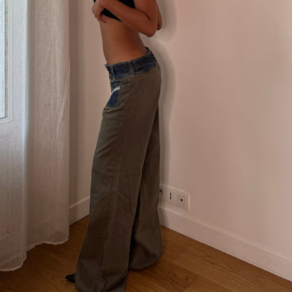 Vintage Italian Two Tone Low Rise Baggy Jeans (S/M)