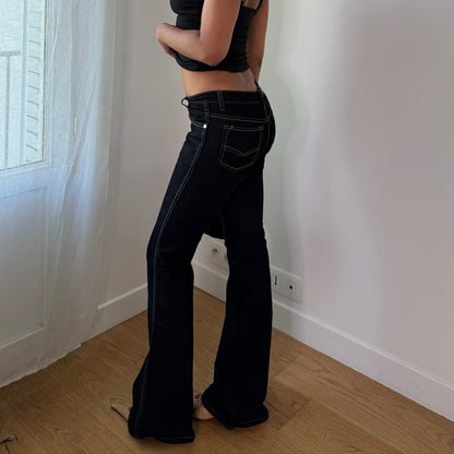 Vintage Black Low Rise Flare Jeans Y2K (XS)