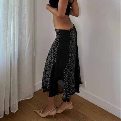 Vintage Italian Polka Dot Mesh Midi Skirt (S)