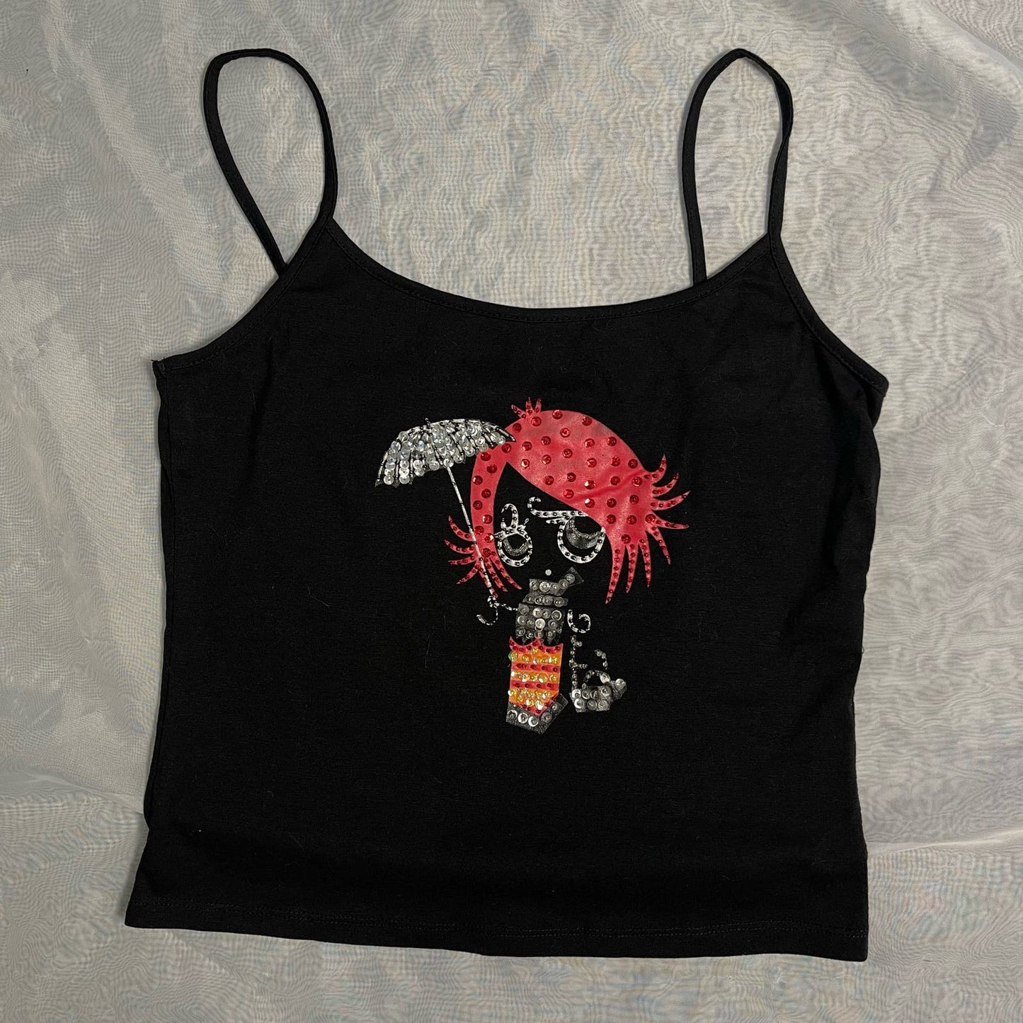 Vintage 00s Black & Red graphic baby tee (S-M) Goth Emo