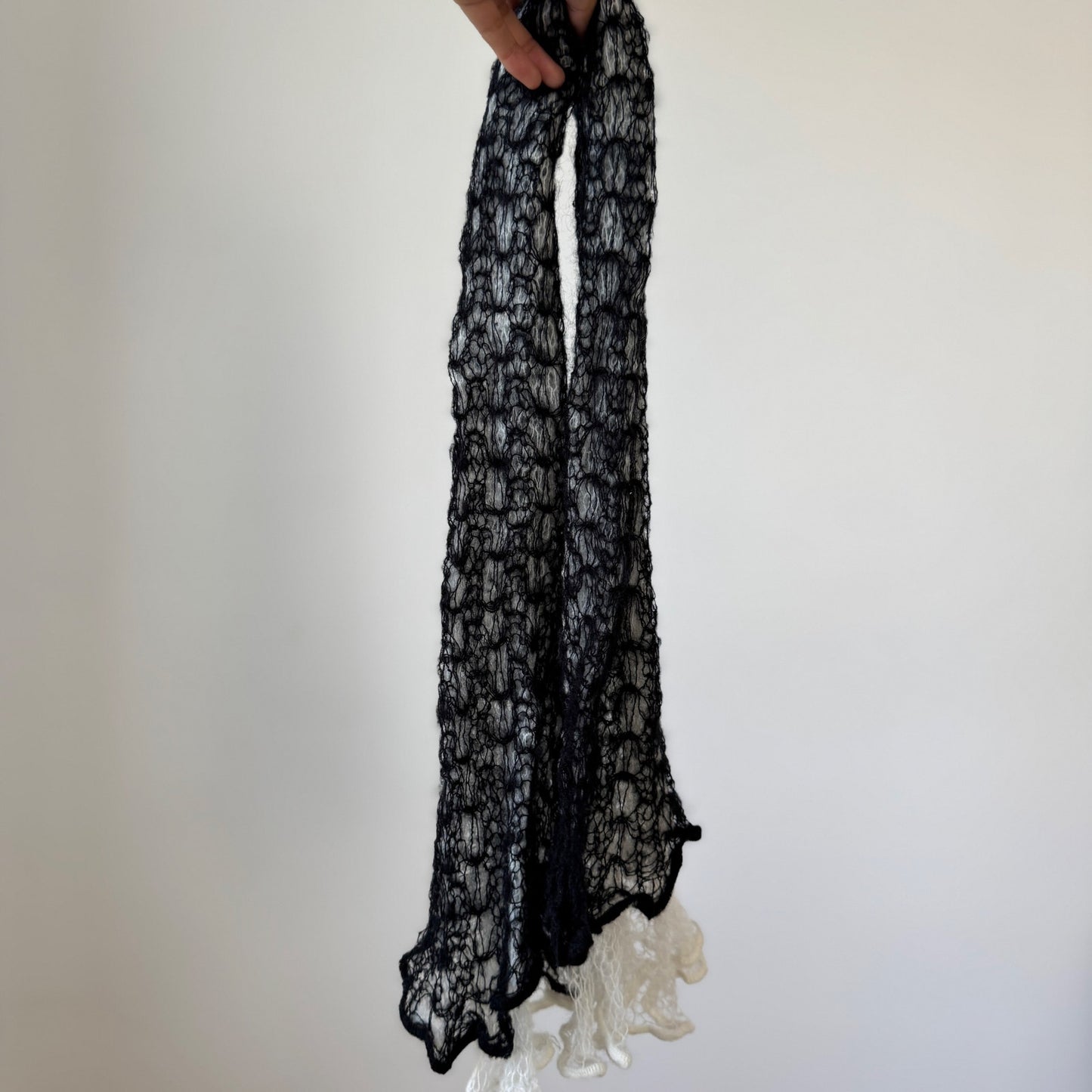 French Vintage Knit Lace Scarf
