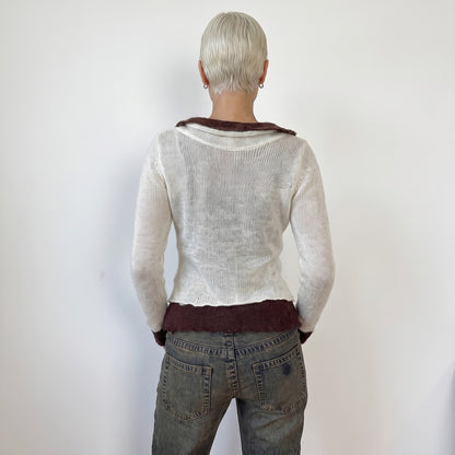 Vintage Italian Layered Knit Cowl Sweater (S)