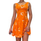 Sourced in Italy - Vintage 90s euro orange floral print mini dress (XS) summer