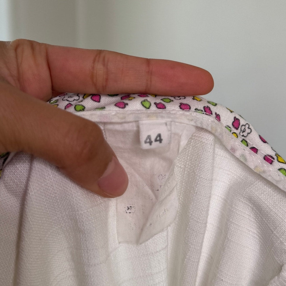 Vintage White Flared Trousers Low Rise Y2K Italian Linen Cotton Onyx (S)