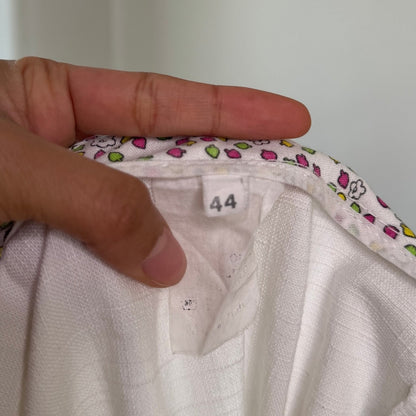 Vintage White Flared Trousers Low Rise Y2K Italian Linen Cotton Onyx (S)