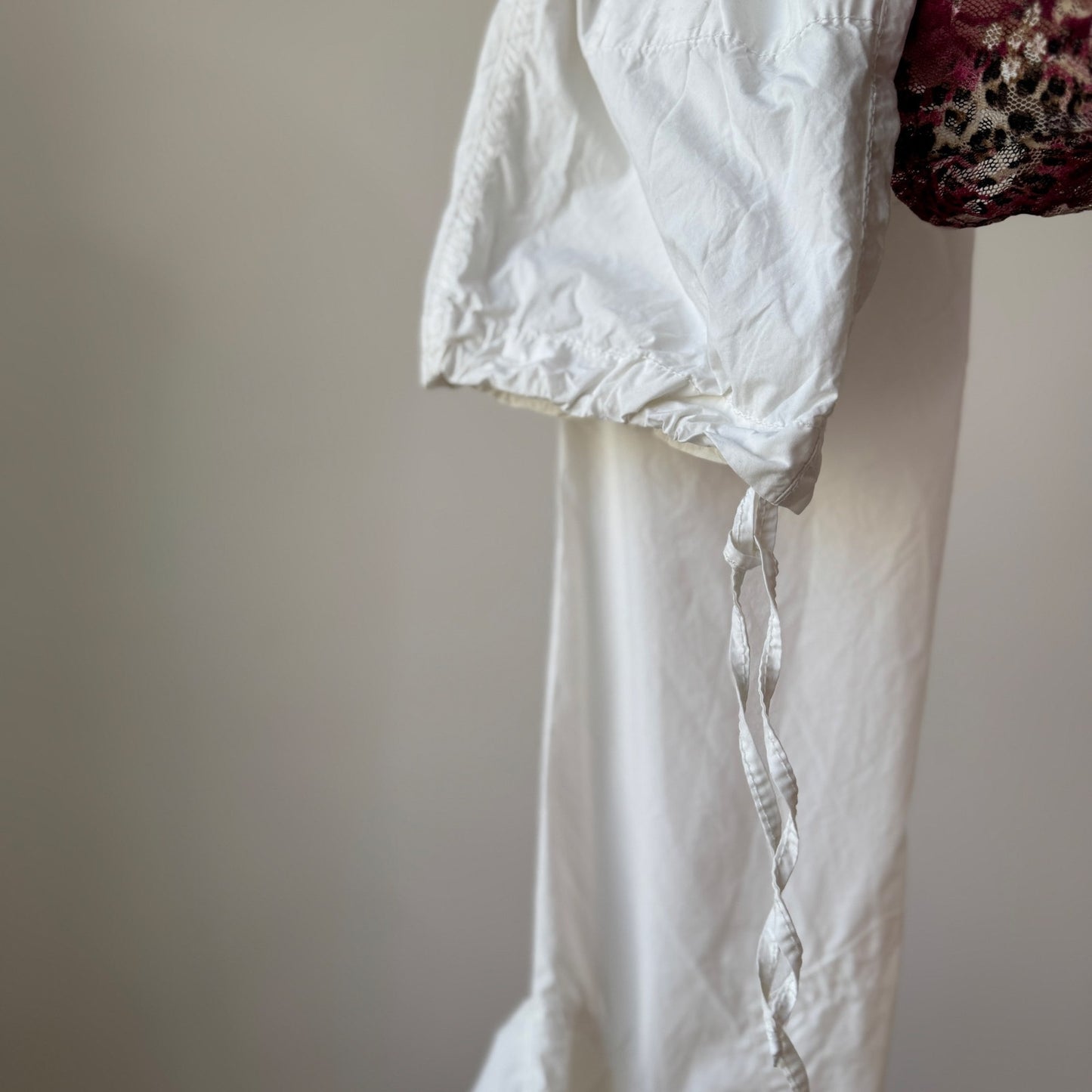 Vintage White Parachute Cargo Trousers Adjustable Ankle Y2K Euro (S)