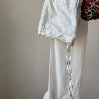 Vintage White Parachute Cargo Trousers Adjustable Ankle Y2K Euro (S)