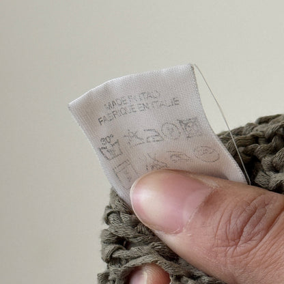 Vintage Italian olive open knit tie front cardigan with long sleeves (S)