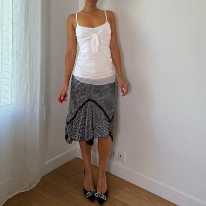 Vintage White Mesh Bow Front Cami Tank (S)
