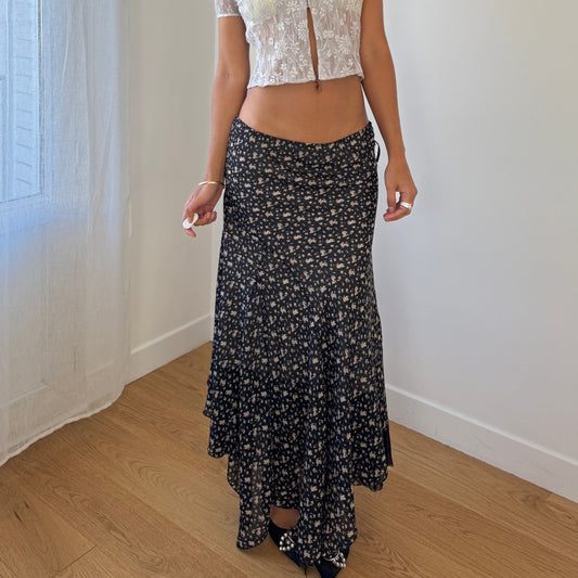 Vintage Italian floral mesh midi skirt (Small)