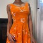 Sourced in Italy - Vintage 90s euro orange floral print mini dress (XS) summer