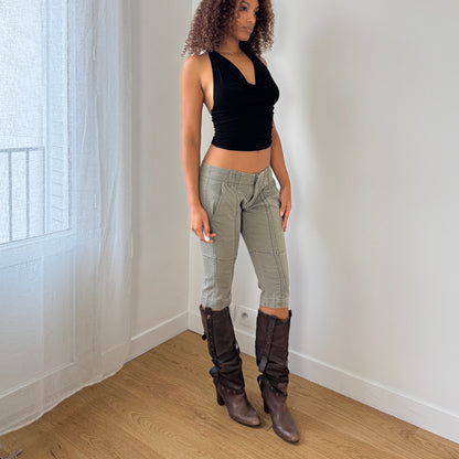 Vintage Miss Sixty sage green paneled capri pants (W27 / S)