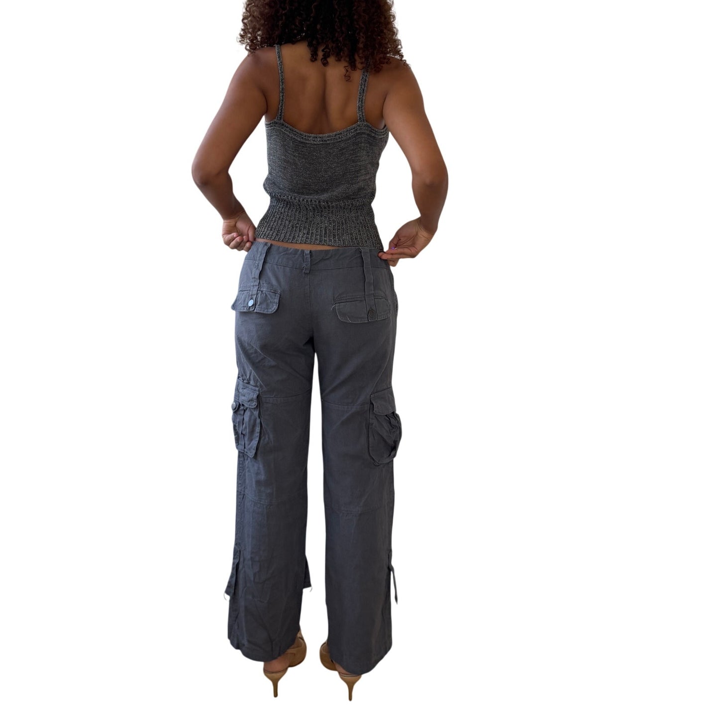 Vintage Euro slate gray low-rise cargo pants with flap pockets (Small)