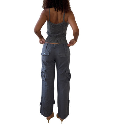 Vintage Euro slate gray low-rise cargo pants with flap pockets (Small)
