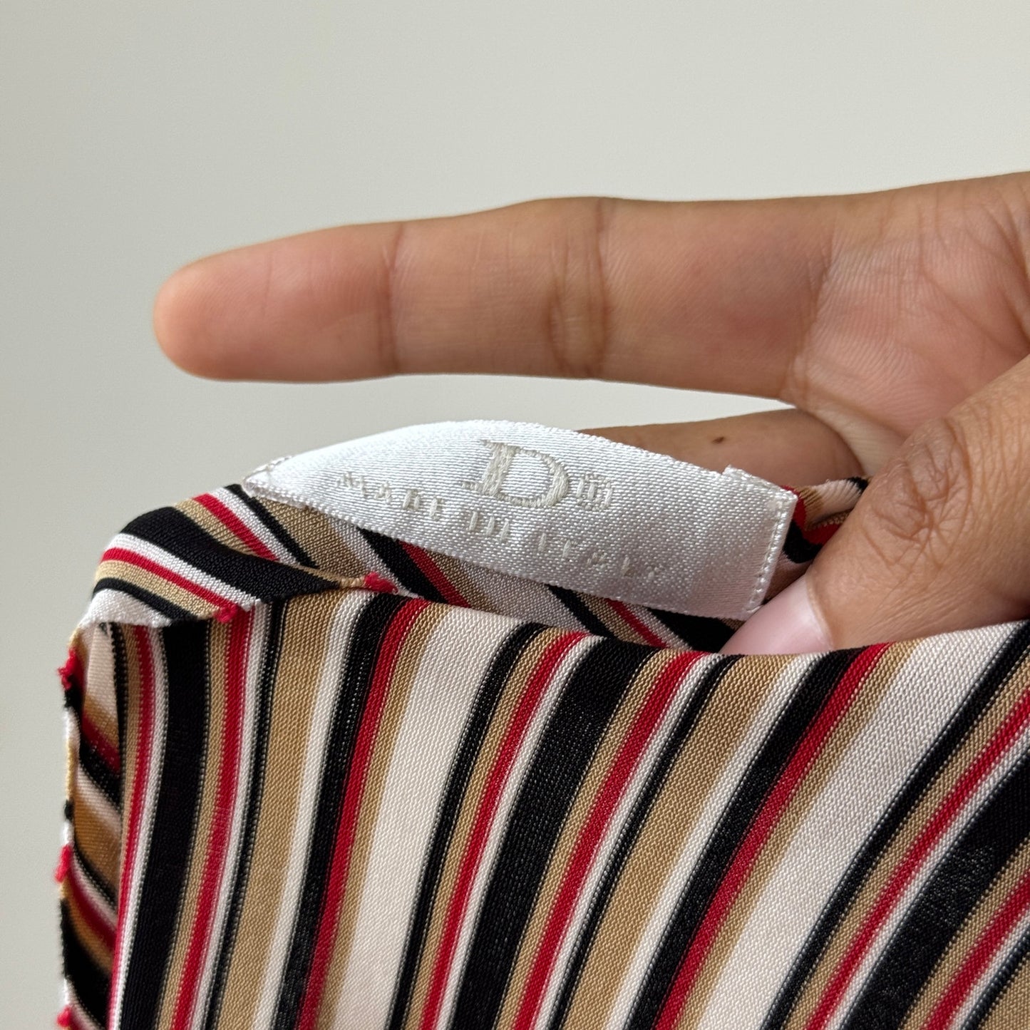 Vintage Italian Diagonal-Stripe Slinky Square-Neck Top (XS/S)