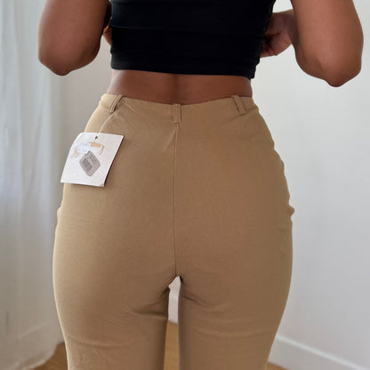 Vintage Italian Beige Tailored Bootcut Pants Deadstock Y2K (XS/S)