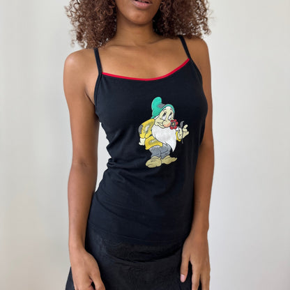 Vintage Disney Snow White Grumpy black and red trim fitted baby tank (Medium)