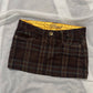 Vintage 00s chocolate brown corduroy mini skirt (S) pinstripe