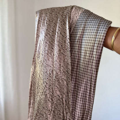 Vintage Italian Polka Dot Satin Asymmetric Midi Skirt (S)