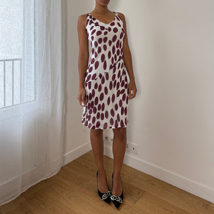 Vintage Italian Viscose Polka-Dot Slip Dress (S)