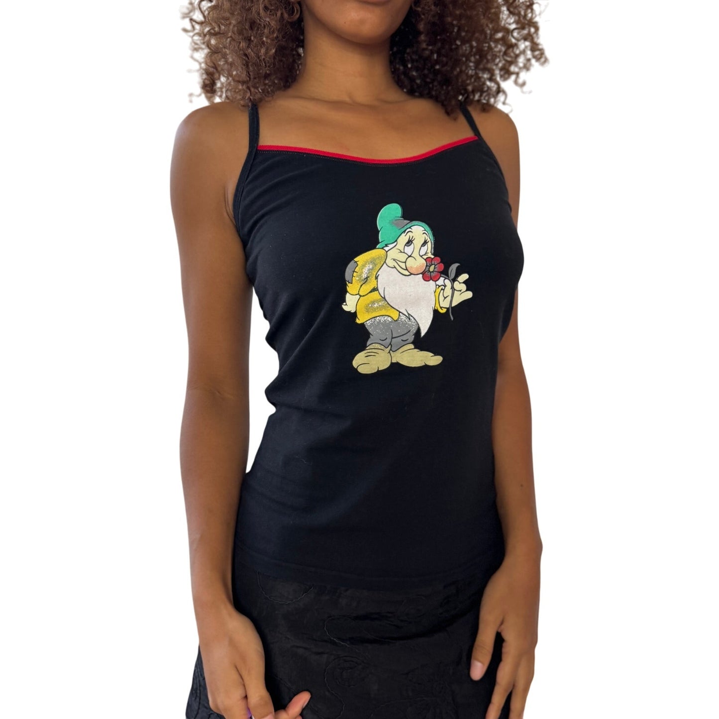 Vintage Disney Snow White Grumpy black and red trim fitted baby tank (Medium)