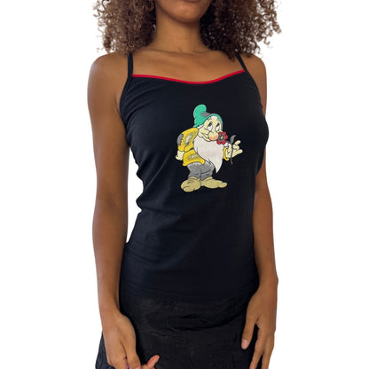 Vintage Disney Snow White Grumpy black and red trim fitted baby tank (Medium)
