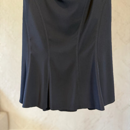 Luisa Spagnoli vintage deadstock black flared midi skirt with contour seams & back zip