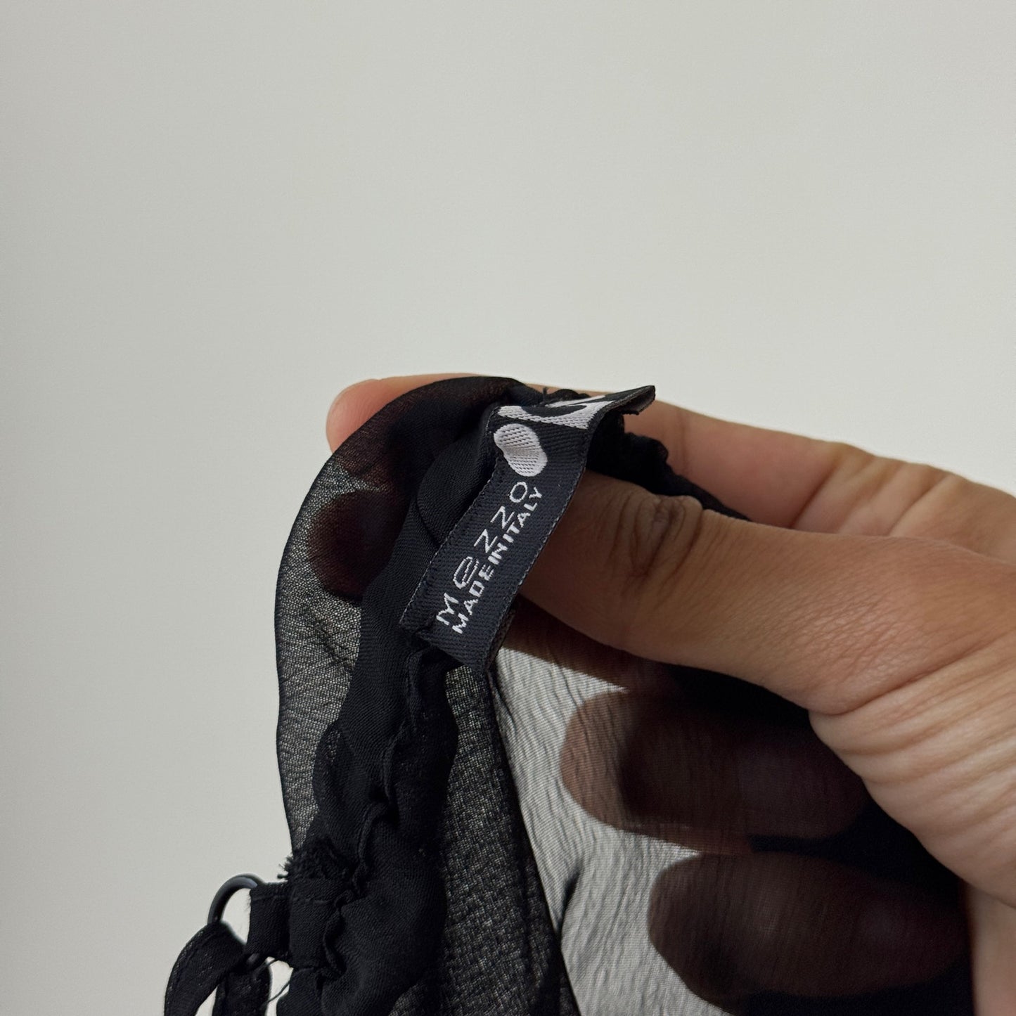 Vintage Italian Black Sheer Mesh Sequin Floral Beaded Cami Top (S/M)