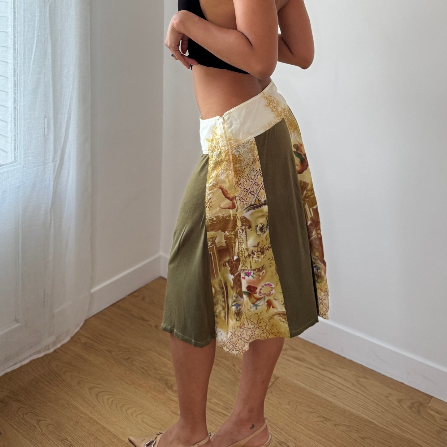 Vintage Italian Black Mesh Midi Skirt (Small)