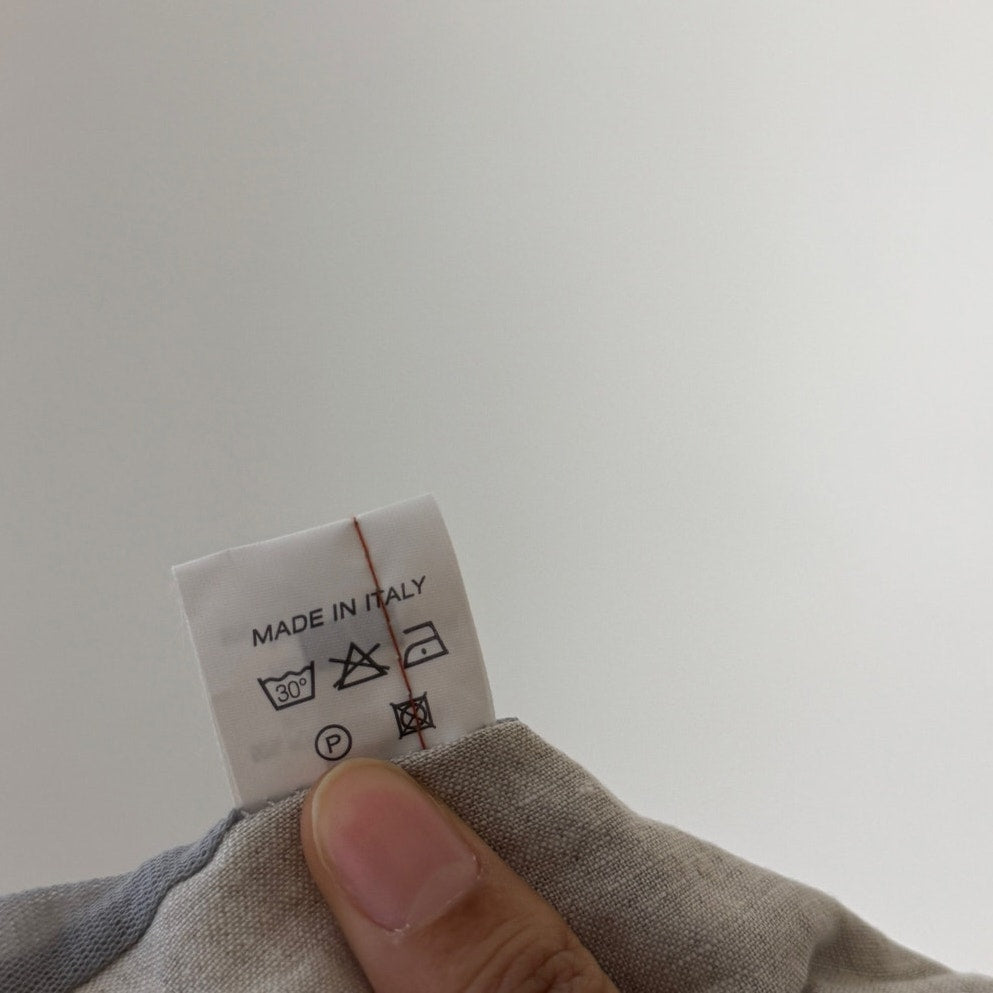 Vintage euro silver grey organza tie front semi sheer long sleeve top with draped collar and button front (S)