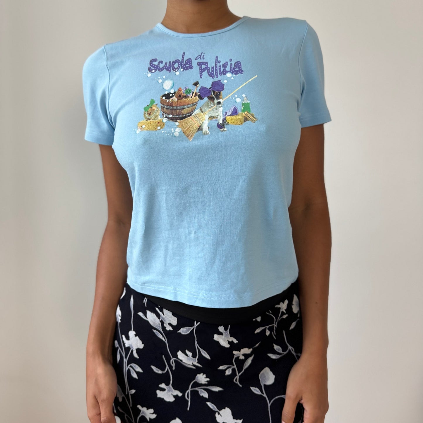 Vintage Fruit of the Loom Italian Graphic Baby Tee (S/M)